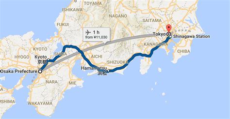 Tokyo to Osaka .